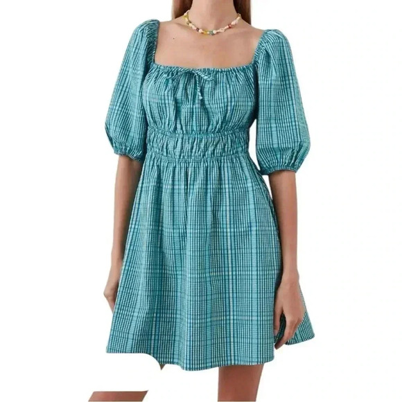 NWT Brenda Augusta Check Mini Dress - Picture 1 of 10